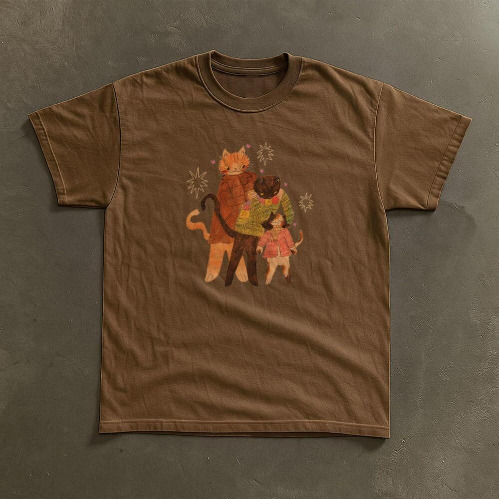 Gildan Cozy Cat Family Design Graphic Tee